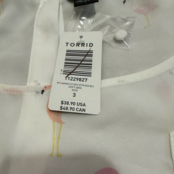 NWT Women’s Torrid Sheer White Pink Flamingo Print Short Sleeve Top Size 3X - Picture 6 of 6